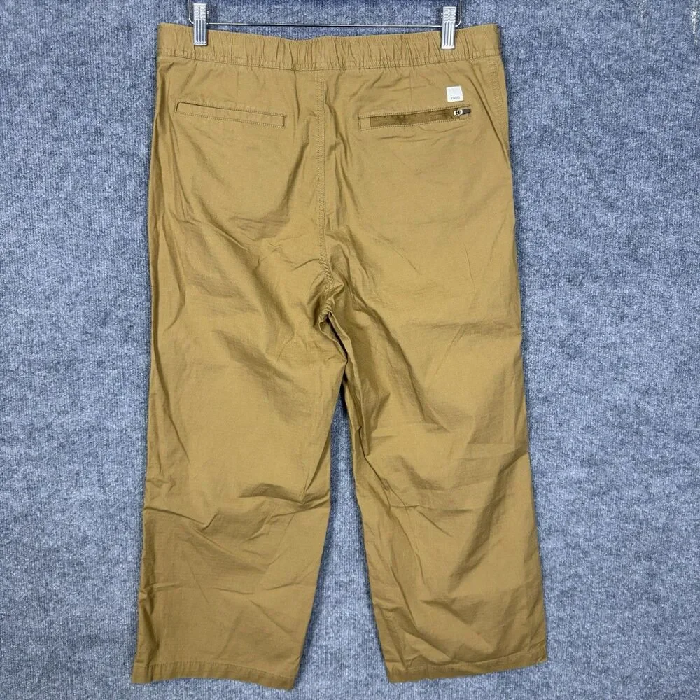 Vuori Straight Leg Pants in Mustard Brown with White Drawstring